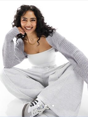 Cotton On knit shrug in gray heather